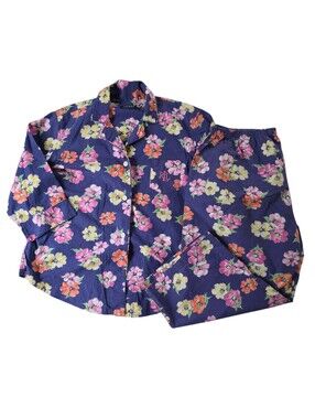 Ralph Lauren Navy Floral Cotton Pajama Set Size XL